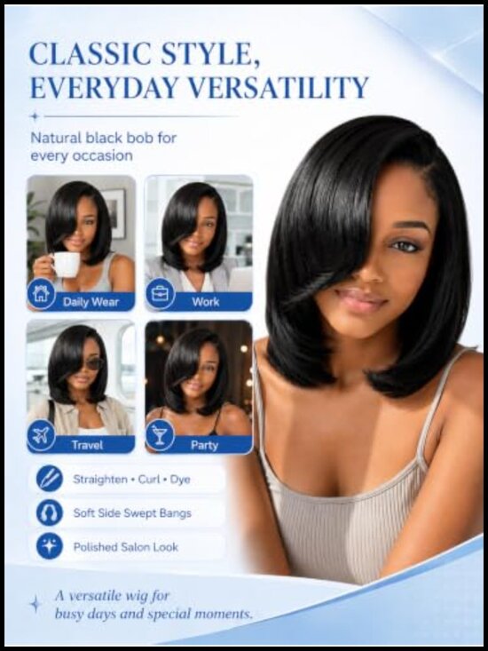 Glueless Short Layered Bob Drawstring Wig 100% Human Hair 7x5 HD Lace